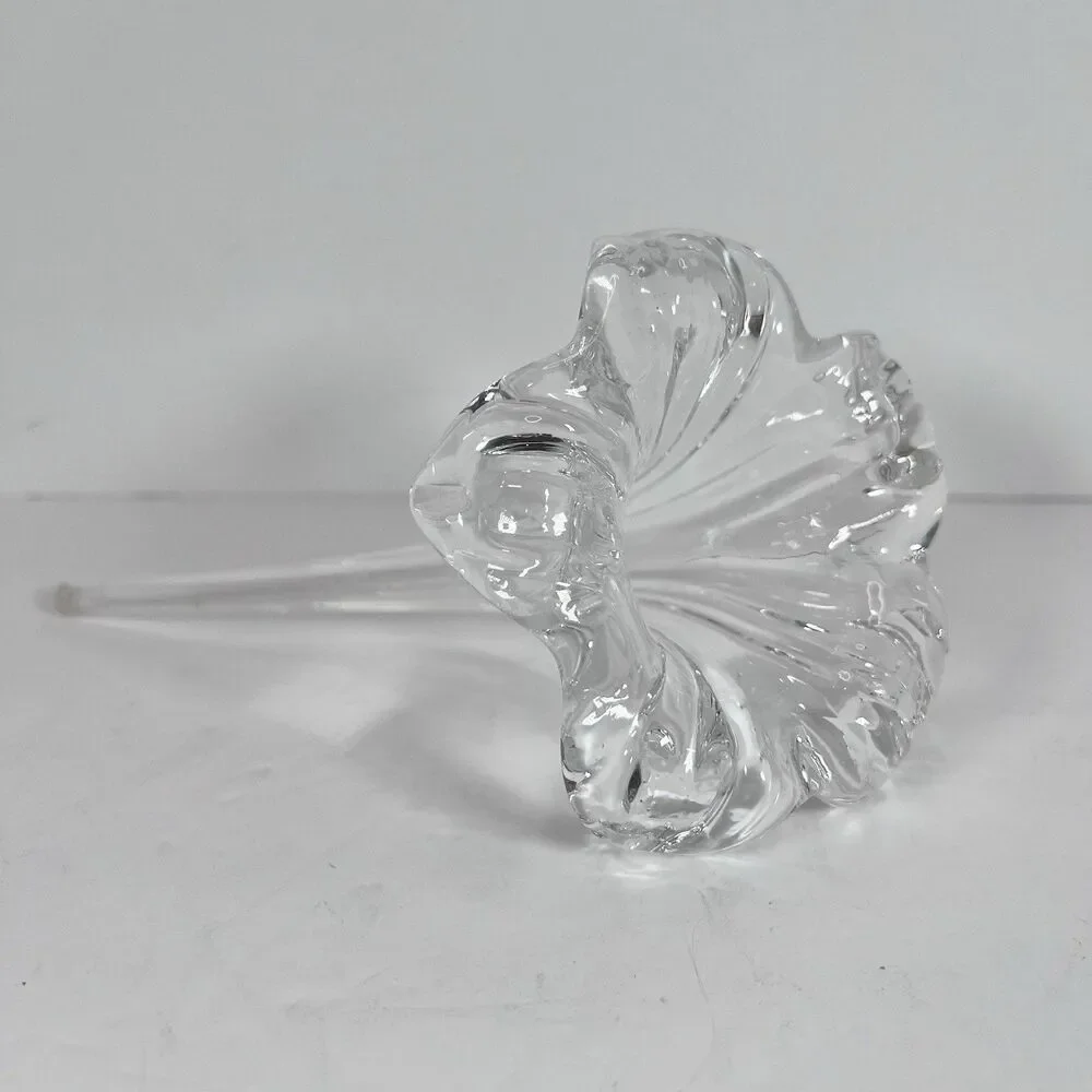Glass Lily‎ Trumpet Flower Hand Blown Clear Art Glass Floral 7” Decor